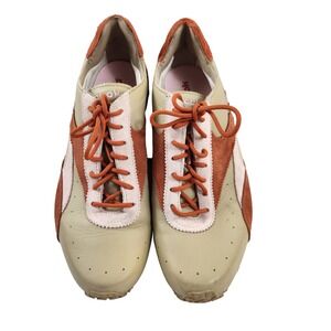 Reebok RB 607 Womens Size 9 Beige Orange Suede‎ Athletic Fashion Sneakers